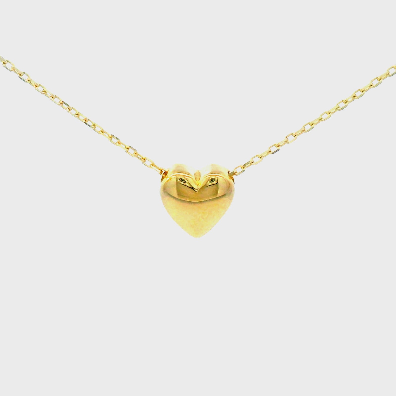 9K Yellow Gold Puff Heart Necklace