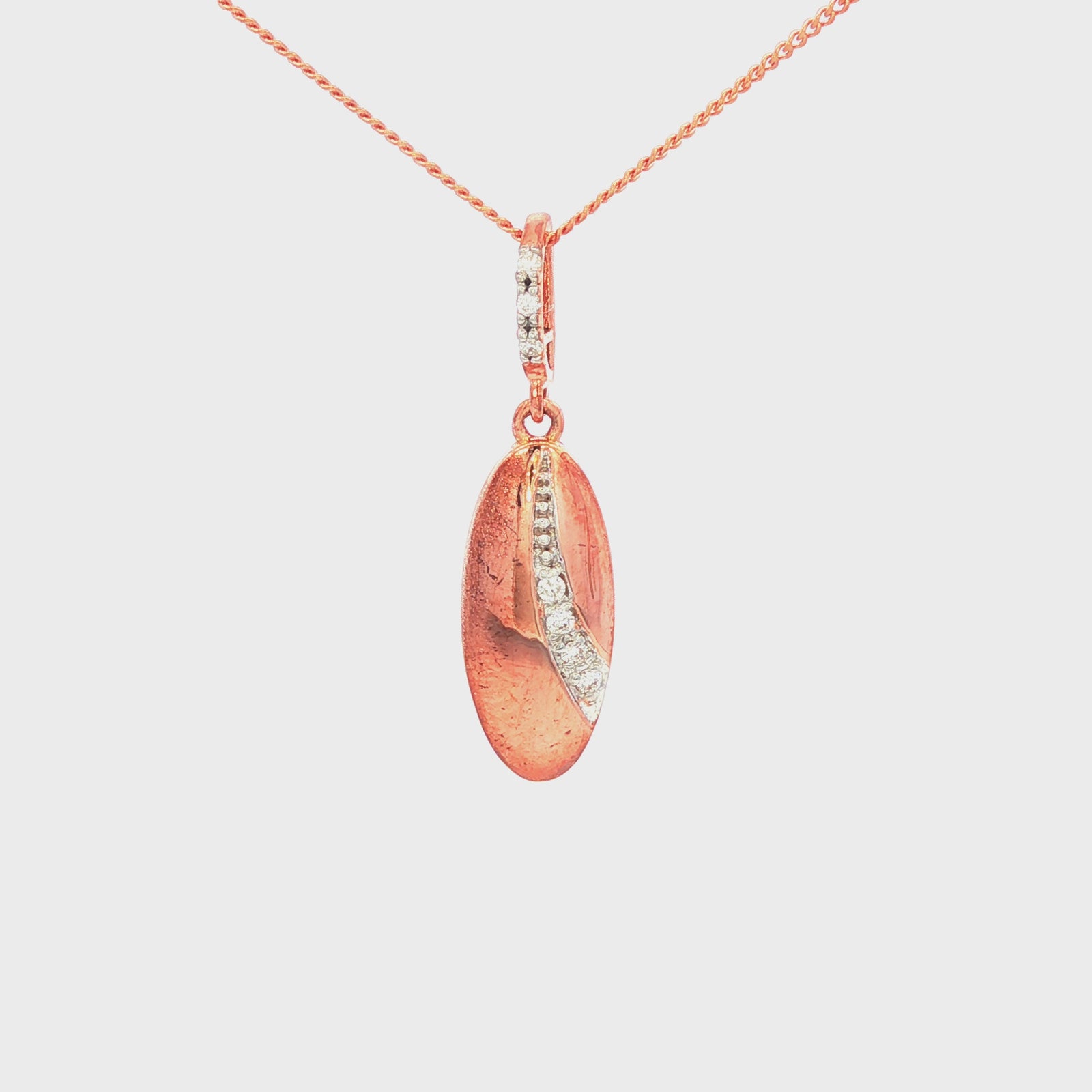 Rose Gold Charm Necklace with Round Brilliant Cut Diamond