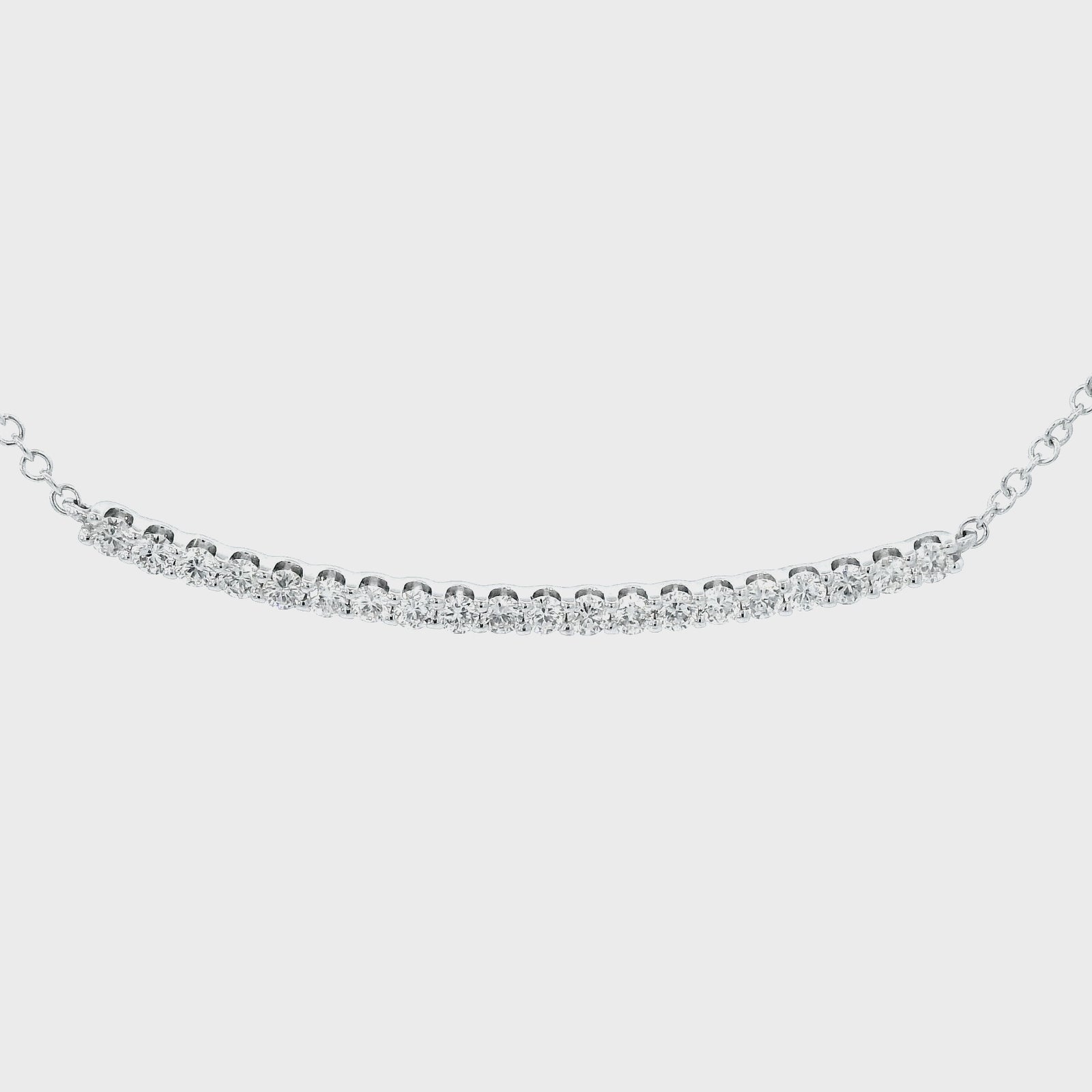 White Gold Diamond Set Bar Pendant Necklace