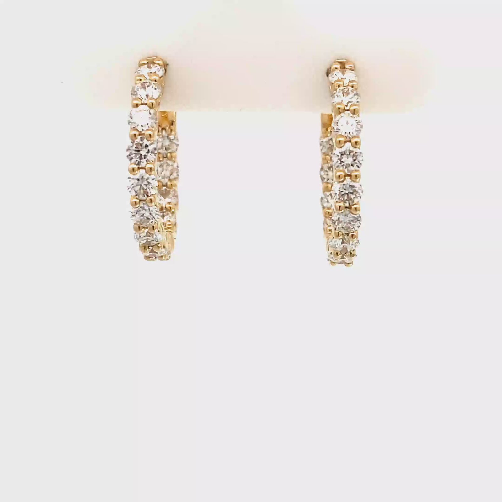 18 Carat Yellow Gold with Diamond Hoop Earrings