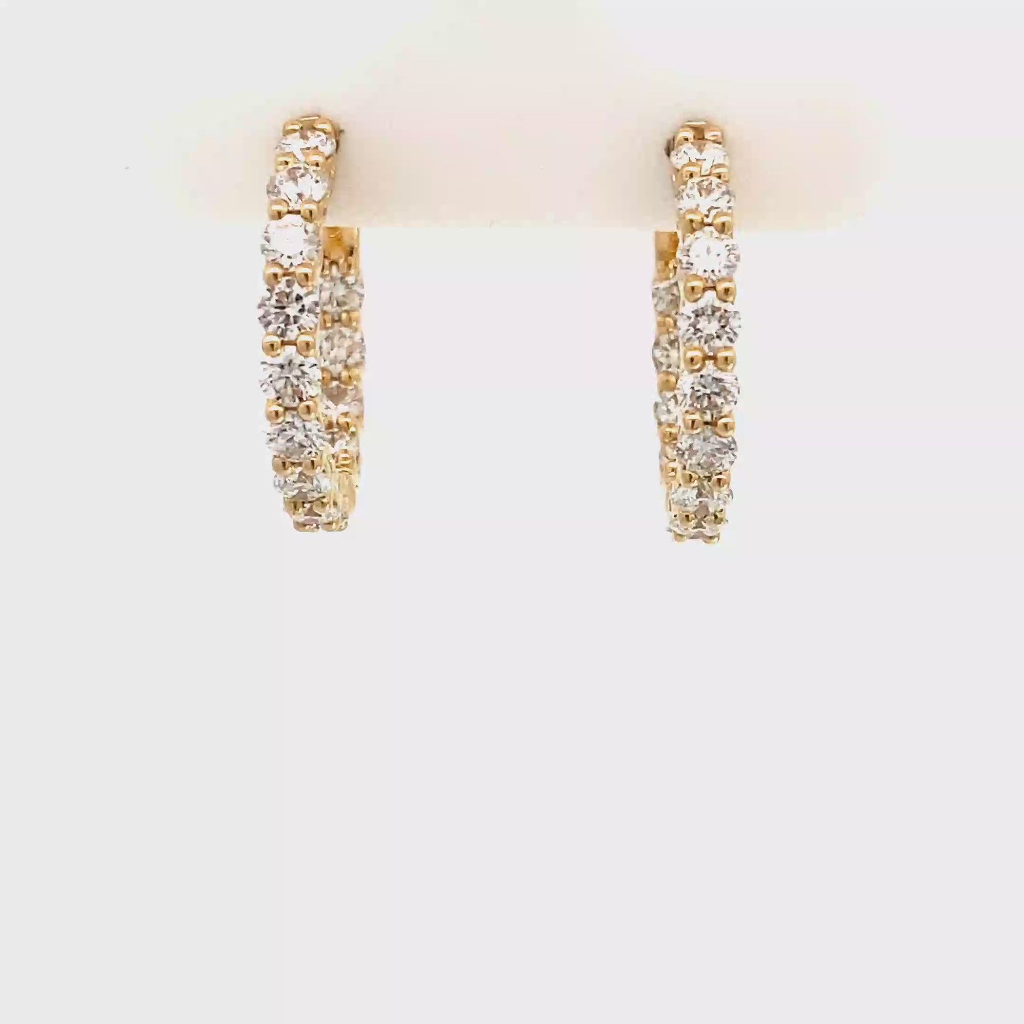 18 Carat Yellow Gold with Diamond Hoop Earrings