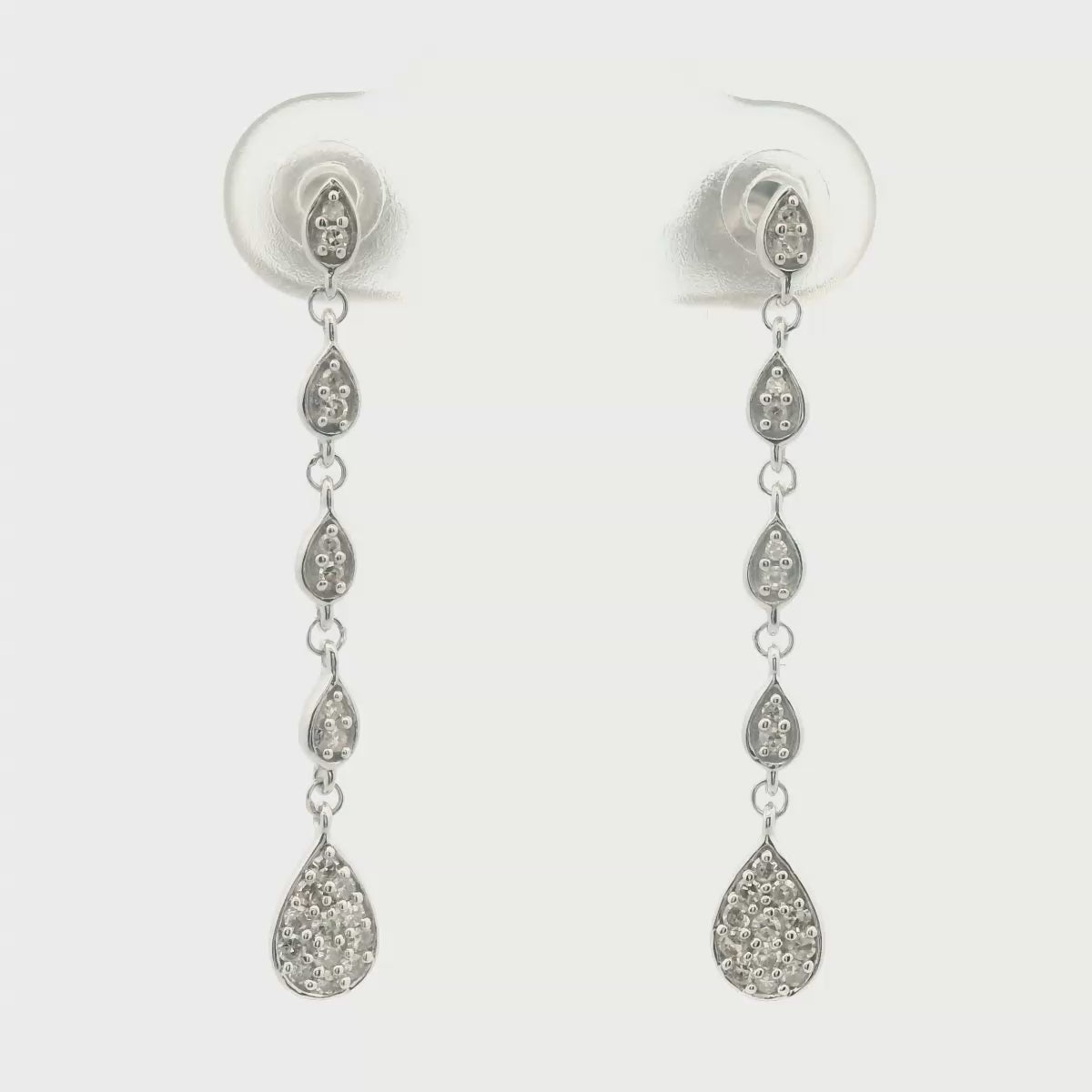 Diamond Set Teardrop Earrings in 9ct White Gold