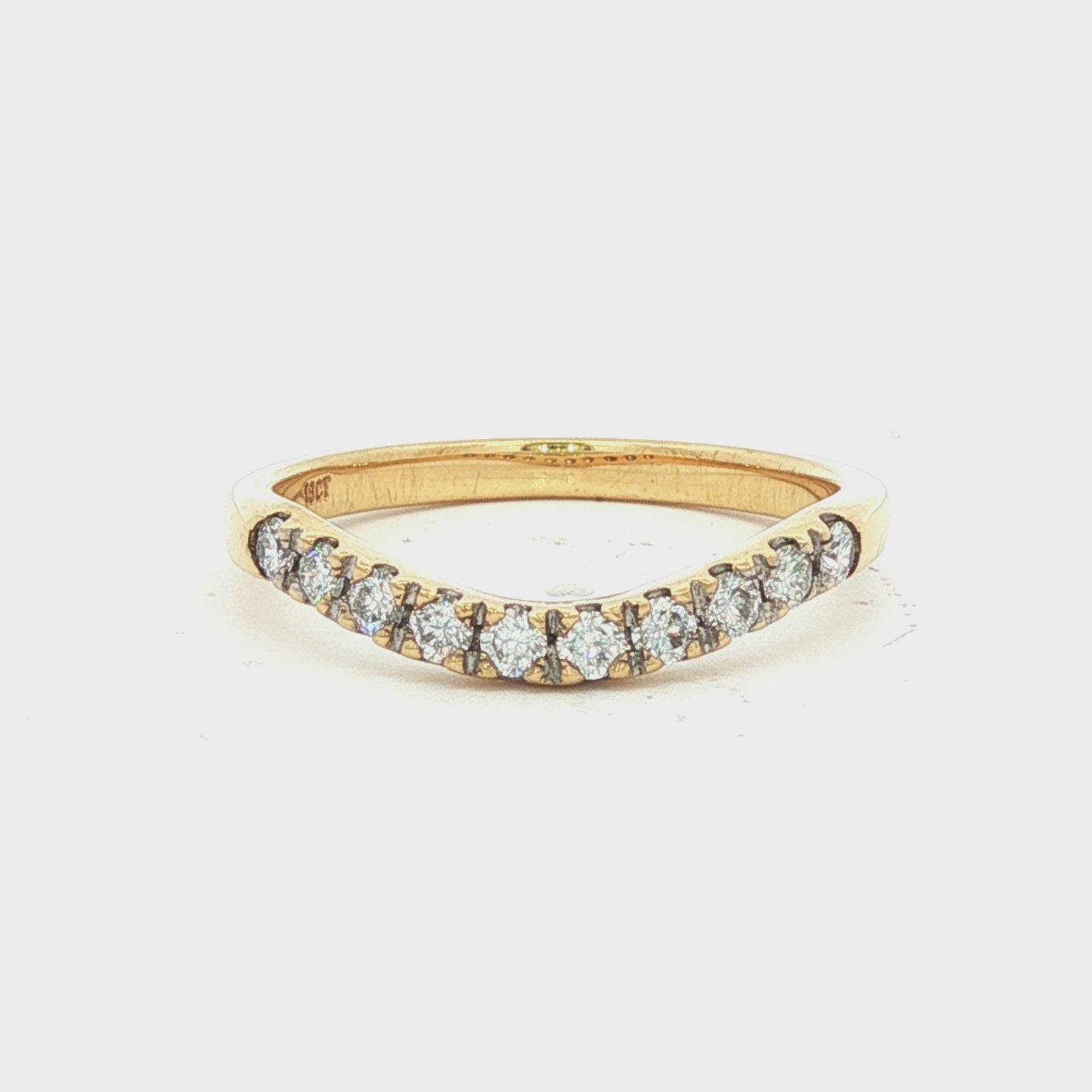 Curved Diamond Set Wedding Band in Yellow Gold