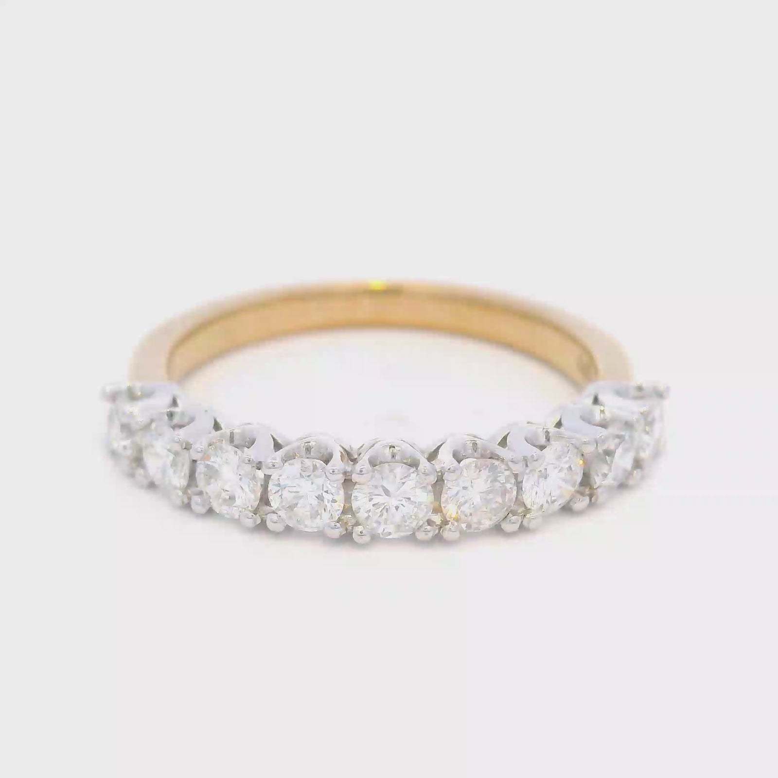 Diamond Claw Set Straight Anniversary Ring Set in 9 carat Yellow and White Gold