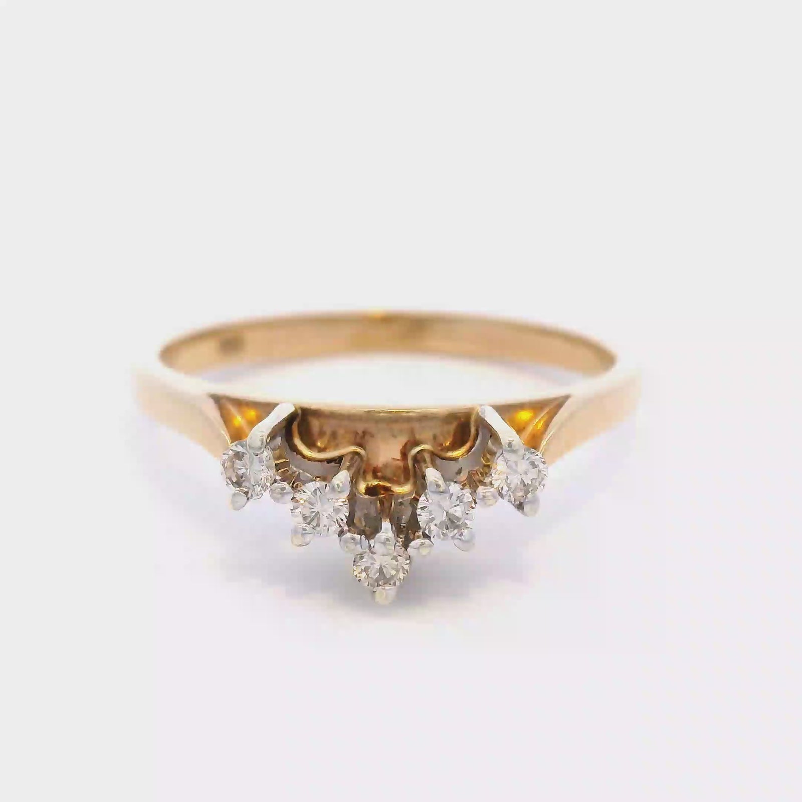 V Shaped  Diamond Ring In 9 Carat Yellow Gold
