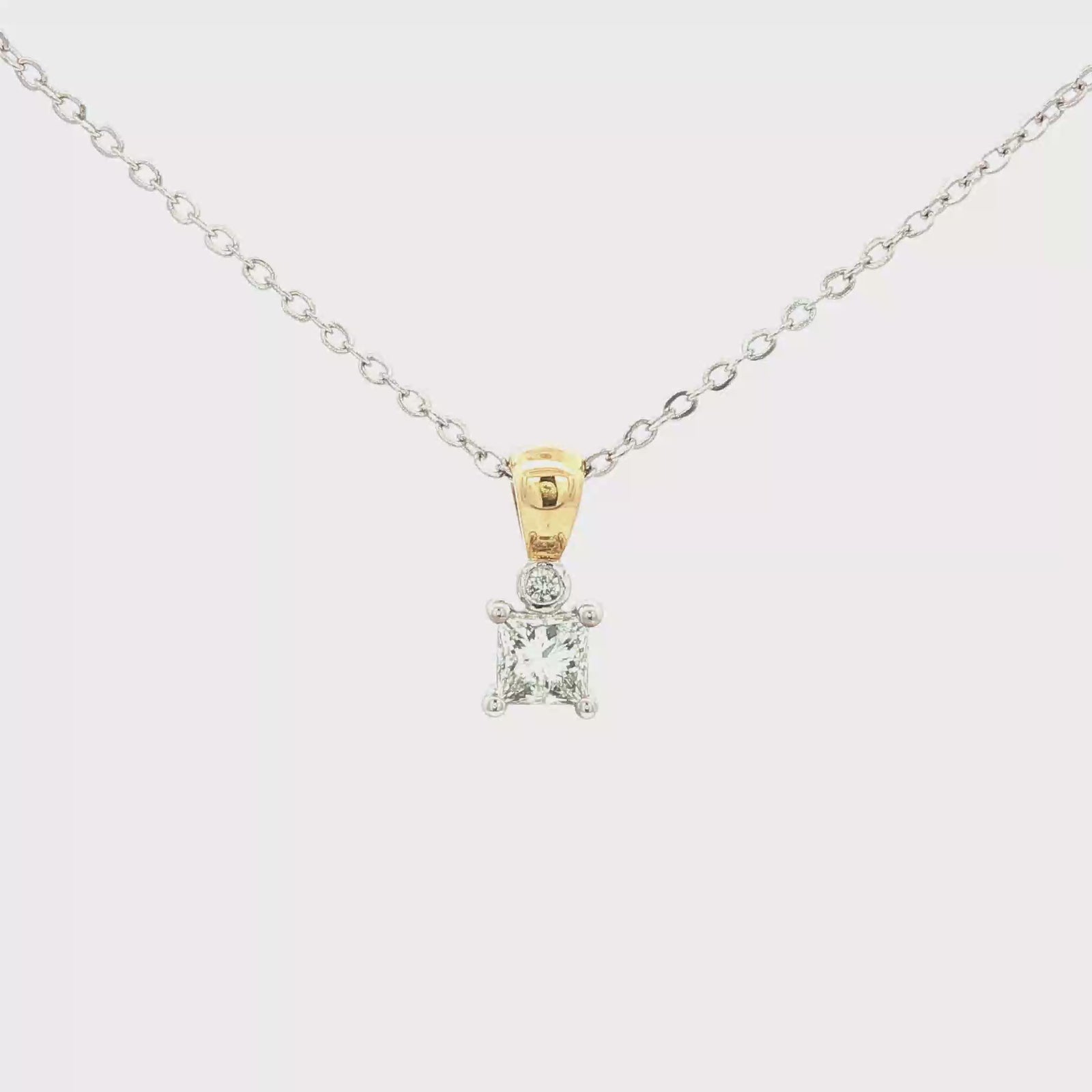 Princess Cut Diamond Pendant Necklace in Yellow Gold