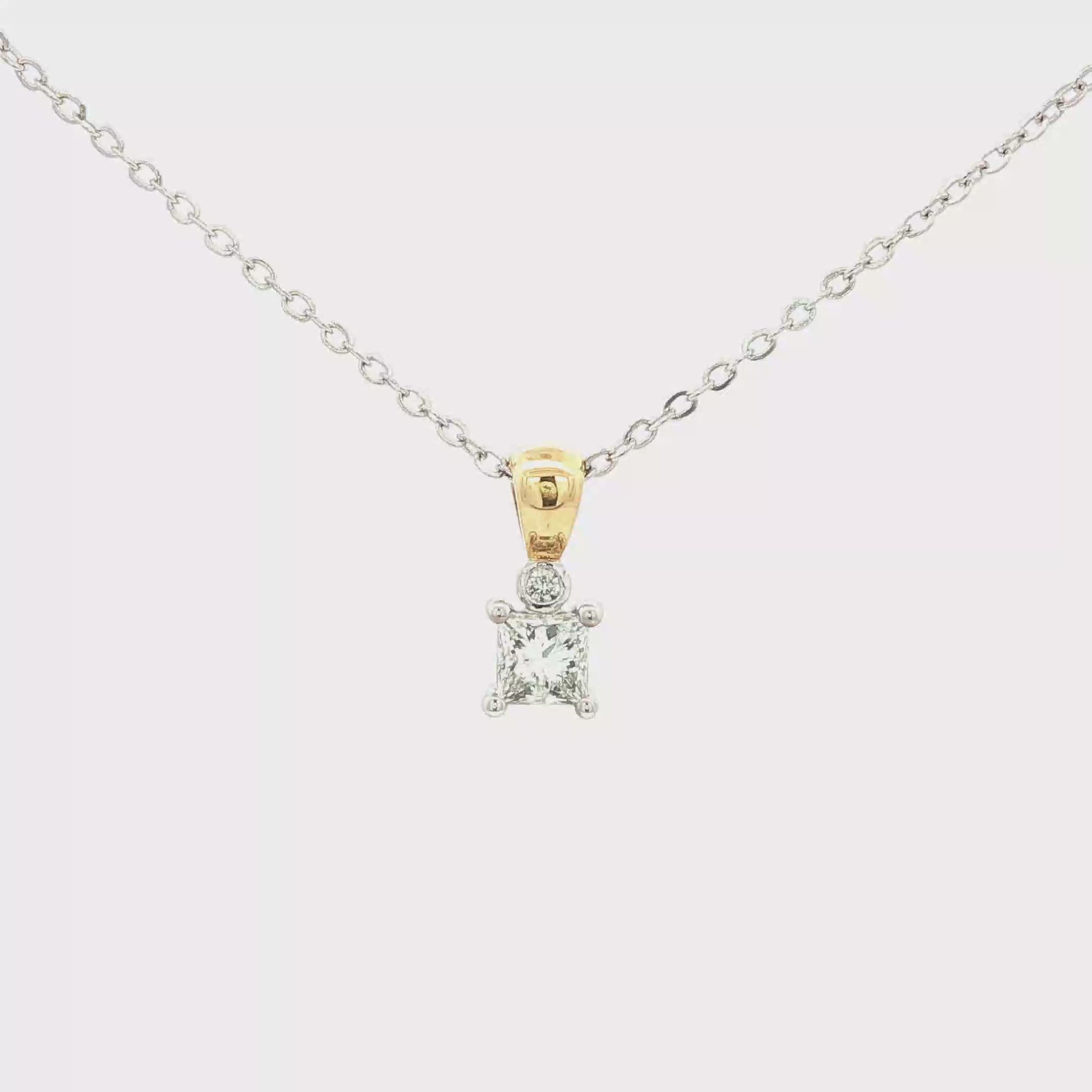 Princess Cut Diamond Pendant Necklace in Yellow Gold