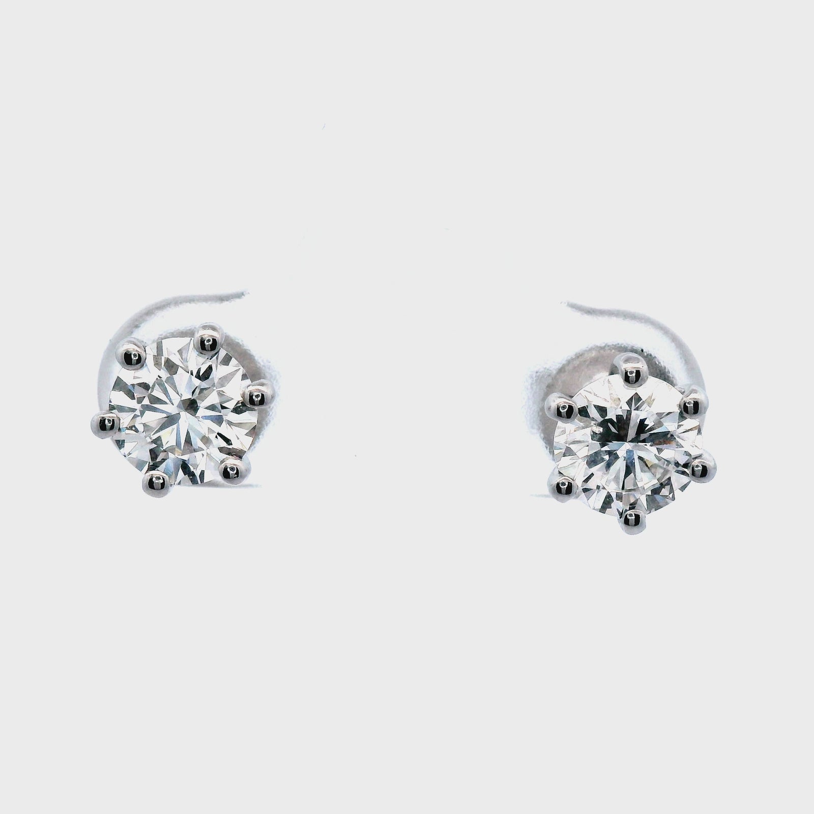 Lab Grown Diamond in a 6 Claw White Gold Stud Earring