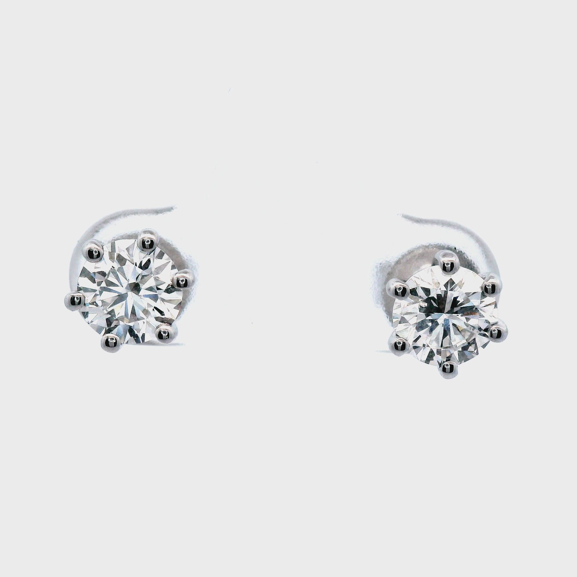 Lab Grown Diamond in a 6 Claw White Gold Stud Earring