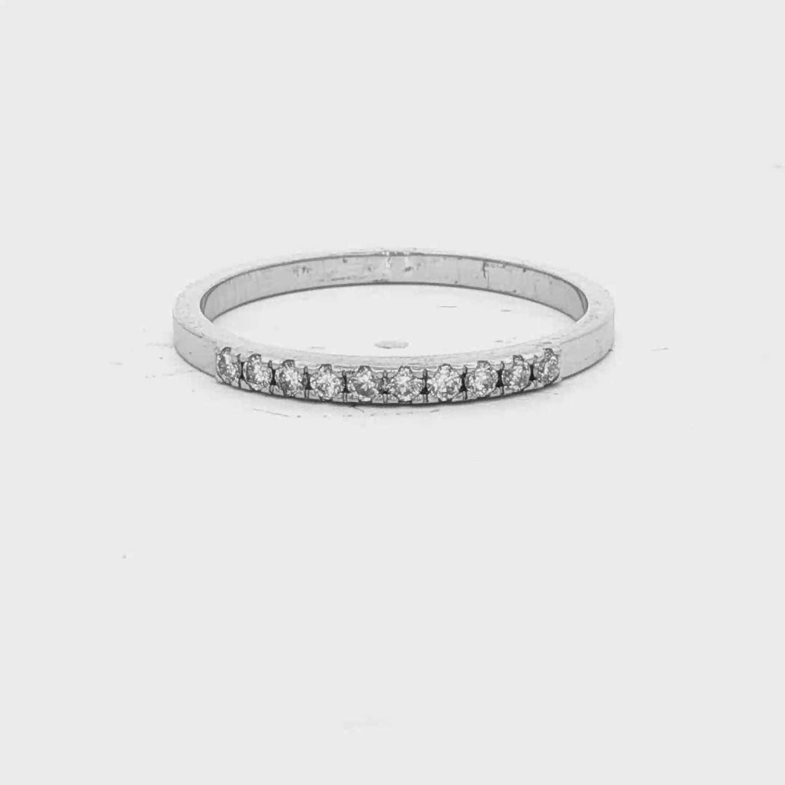 9ct White Gold 0.12ct F/SI2 Diamond Set Wedder SZ N