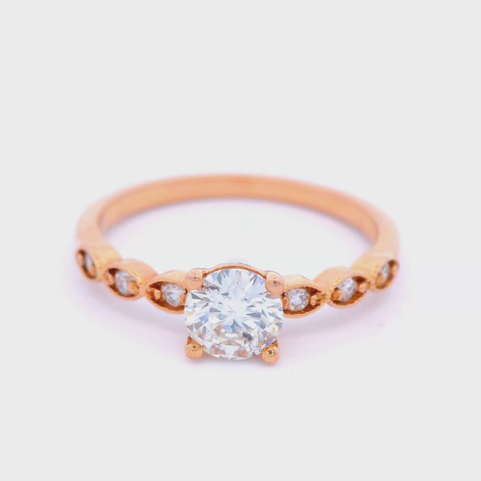 Round Brilliant Cut Centre Diamond in Rose Gold