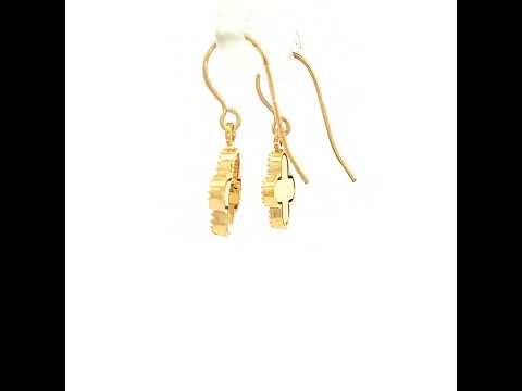 Diamond Cut Fancy Drop Earrings in Yellow Gold
