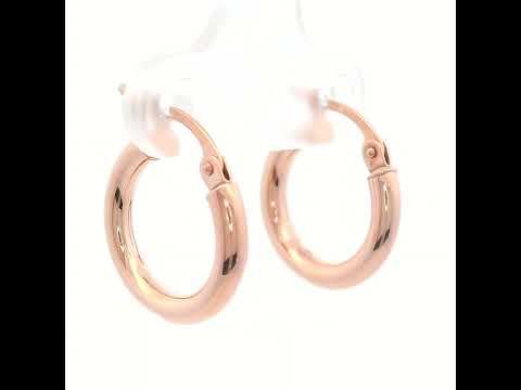 9CT PG PLAIN 10MM HOOP EARRINGS