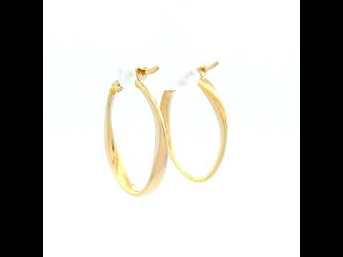 Twisted Hoop Earrings In 9 Carat Yellow Gold Silver Bonded