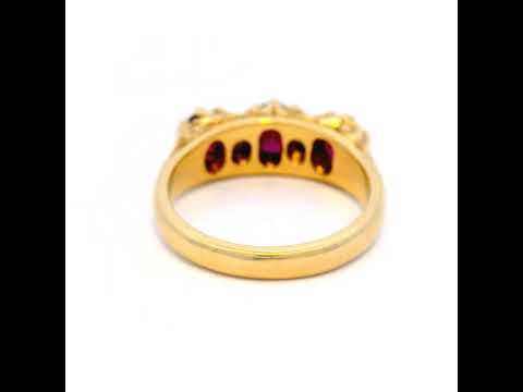 Diamond and Ruby Dress Ring in Yellow Gold