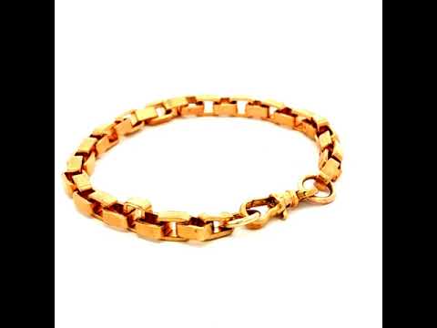 Square Plain Belcher Bracelet with Swivel in Yellow Gold