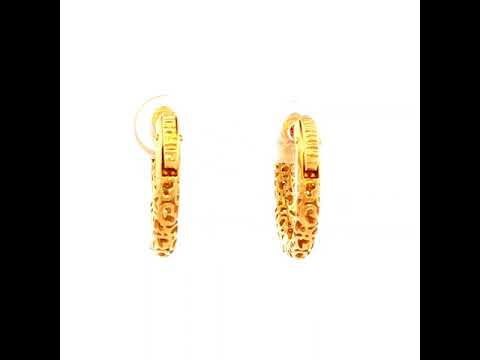 Round Cut-Out Heart Huggie Earrings in Yellow Gold