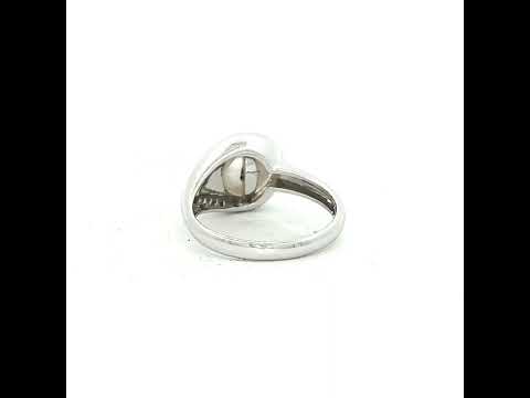 Freshwater Pearl Diamond Ring in White Gold
