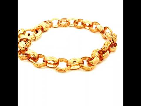 Solid Oval Belcher Bracelet in Yellow Gold