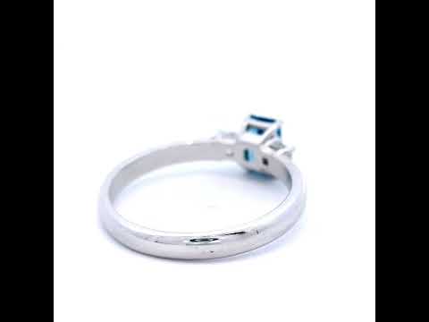 London Blue Topaz with Princess Cut Diamond Dress Ring