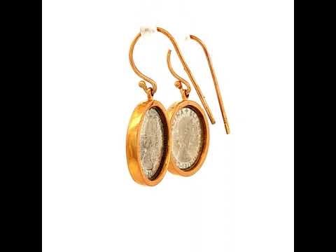1954 Threepence Coin Earrings in Yellow Gold