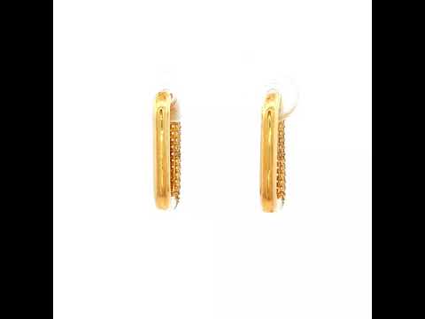 Encrusted  Oval Huggie in Yellow Gold