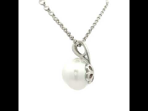 South Sea Pearl and Diamond Set Pendant in White Gold