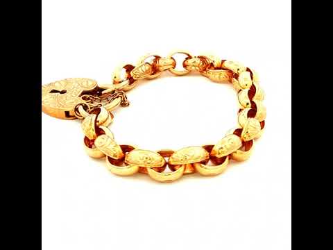 Solid Plain & Engraved Belcher Bracelet in Yellow Gold