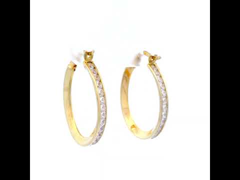 Silver Filled Cubic Zirconia Oval Hoop Earrings