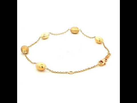 Oval Satin Shiny Spheres Bracelet in Yellow Gold