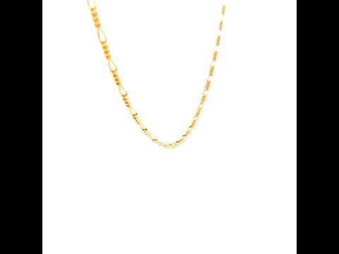 2 Sided 3+1 Figaro Link Necklace in Yellow Gold