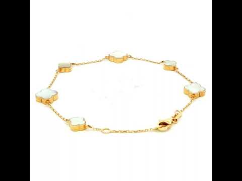 Alternating Chain with Mother of Pearl Clover Bracelet
