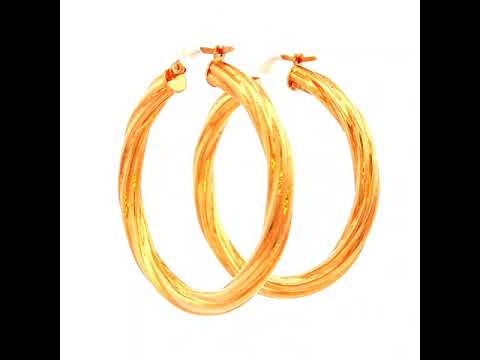 Twisted Hollow Hoop Earrings in Yellow Gold