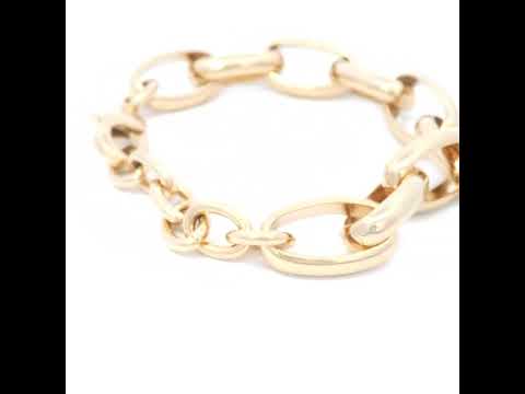 18ct YG Plated Large Oval Bracelet In Yellow Gold
