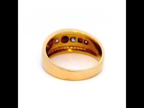 Ruby and Diamond Two Tone Dress Ring Set in Yellow Gold