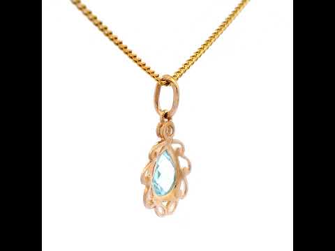 9ct Yellow Gold Blue Topaz Pendant