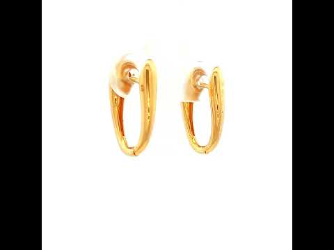 Oblong Huggie Earrings in Yellow Gold