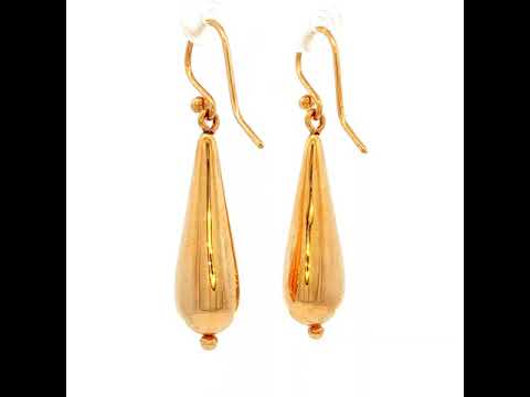 Long Dome Drop Earring in Yellow Gold