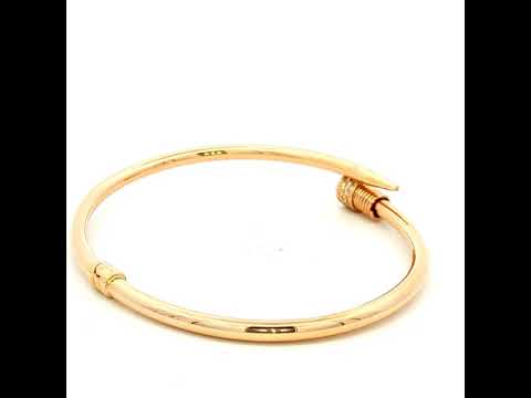 Hinged Noil Bangle Set with Cubic Zirconia in Yellow Gold