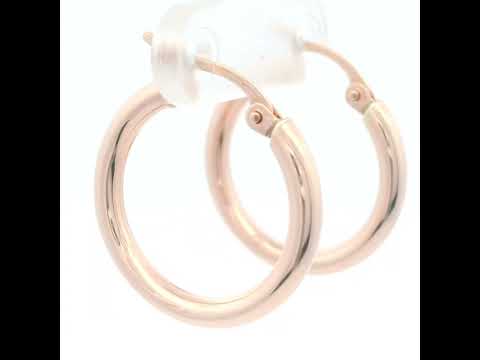 9CT PG PLAIN 15MM HOOP EARRINGS