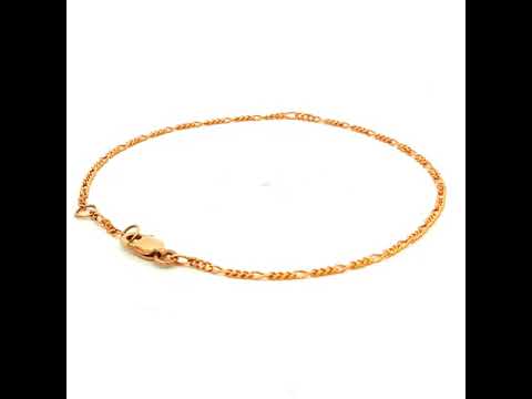 Diamond Cut Curb Figaro Link Bracelet in Yellow Gold