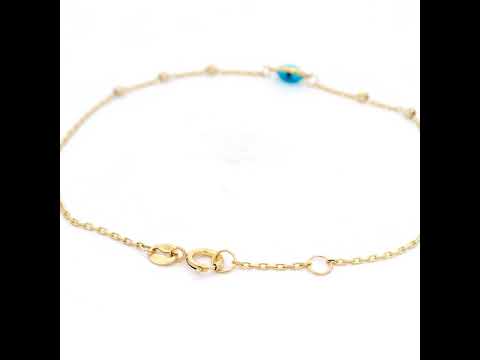 9K Yellow Gold Evil Eye Dc Ball Bracelet