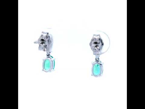 White Gold Diamond and Emerald Earrings