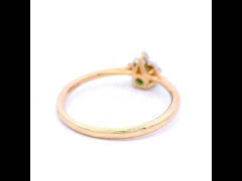 9ct Yellow Gold Diamond and Emerald Ring