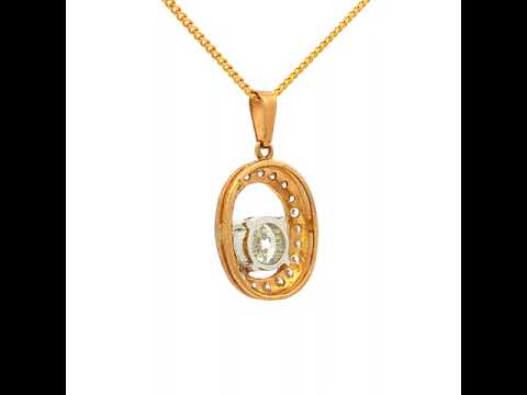 Oval Cut Cubic Zirconia Pendant in Yellow Gold