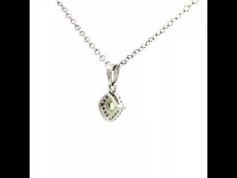 Diamond and Peridot Pendant in White Gold