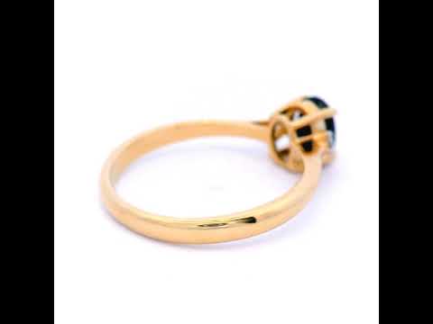 Oval Cut Black Sapphire in Yellow Gold Dress Ring