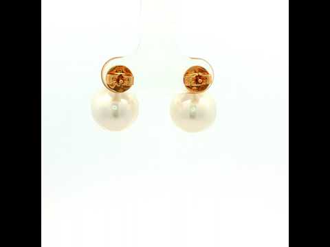 Astral Studs - 18ct YG Broome South Sea Pearl 10mm Diamond Stud 0.12ct