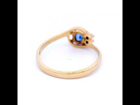 Blue Australian Sapphire Dress Ring Set in Yellow Gold