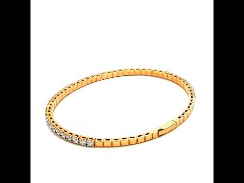 Tennis Press Clasp Bangle in Yellow Gold